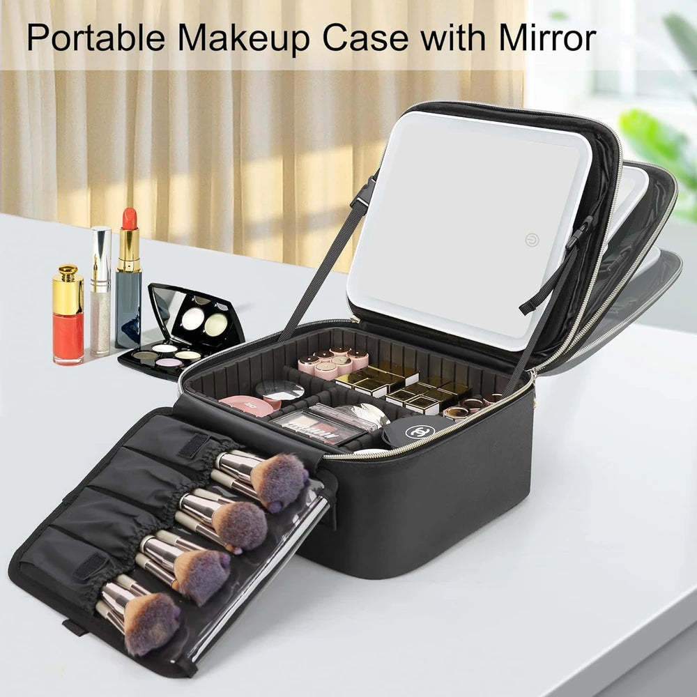 Relavel Travel Makeup Case with LED Mirror